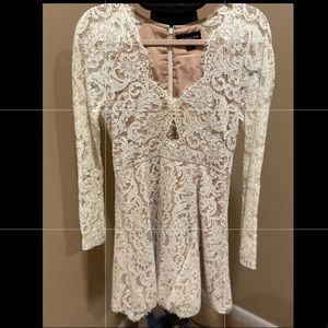 Ivory Lace Dress with Nude Lining